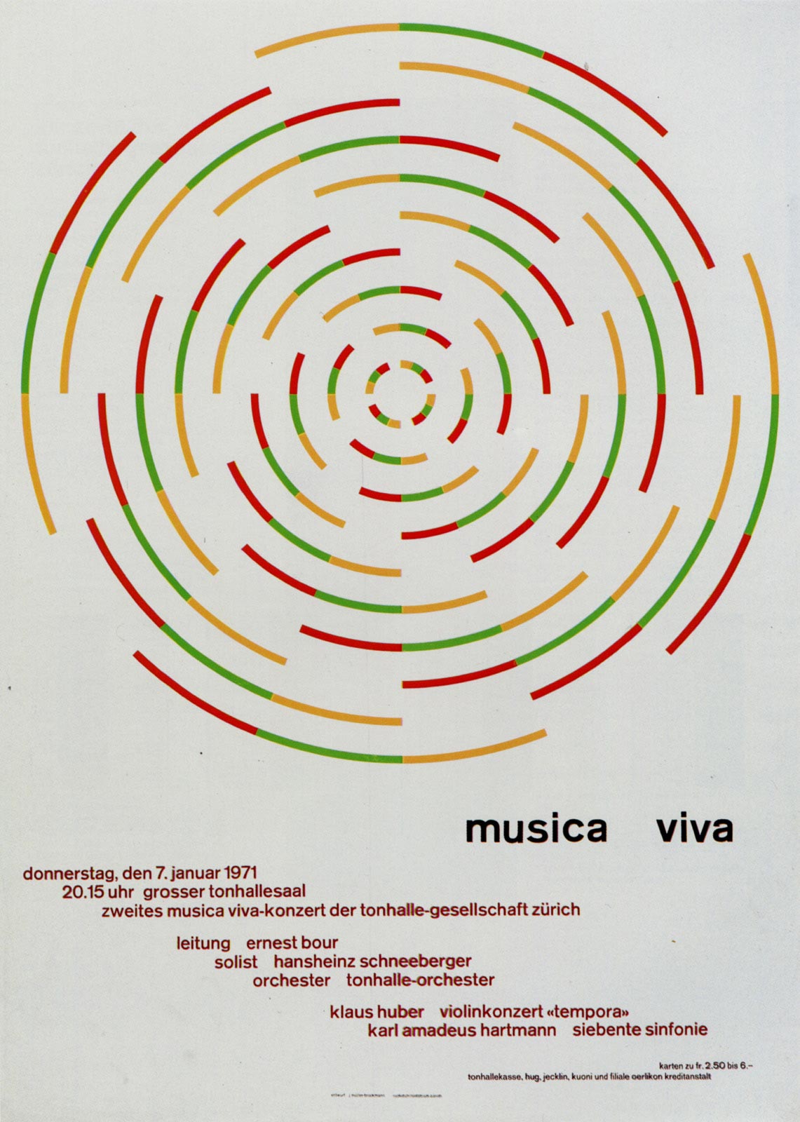 10. Zurich Tonhalle. musica viva. Concert poster, 1971