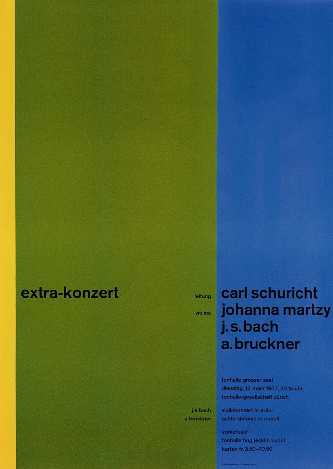 11. Zurich Tonhalle. Concert poster, 1958