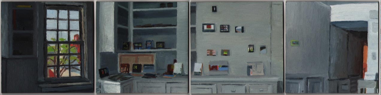Studio I 2012, Oil on Four Panels, 5 x 5" each