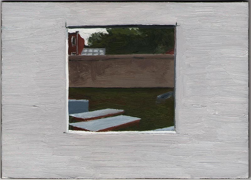 NYC Department of Buildings (Construction Window) 2012, Oil on Panel, 5 x 7"