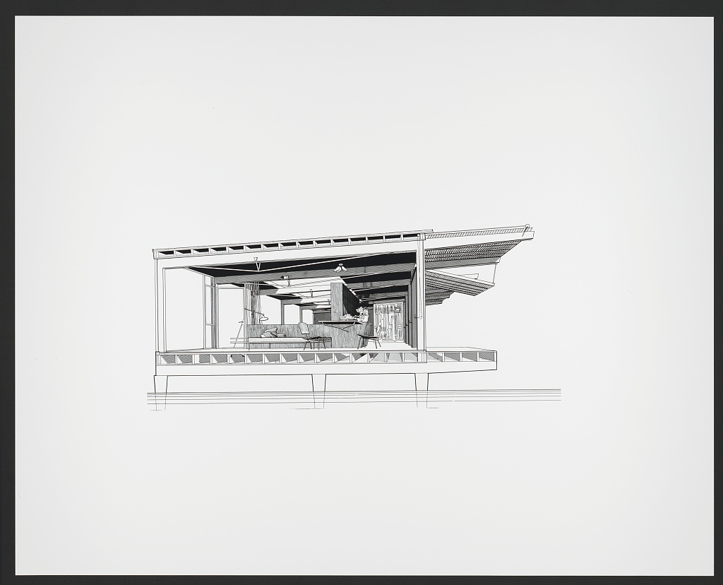 [Finney guest house, Siesta Key, Florida (project). 1947, Perspective section. Rendering]