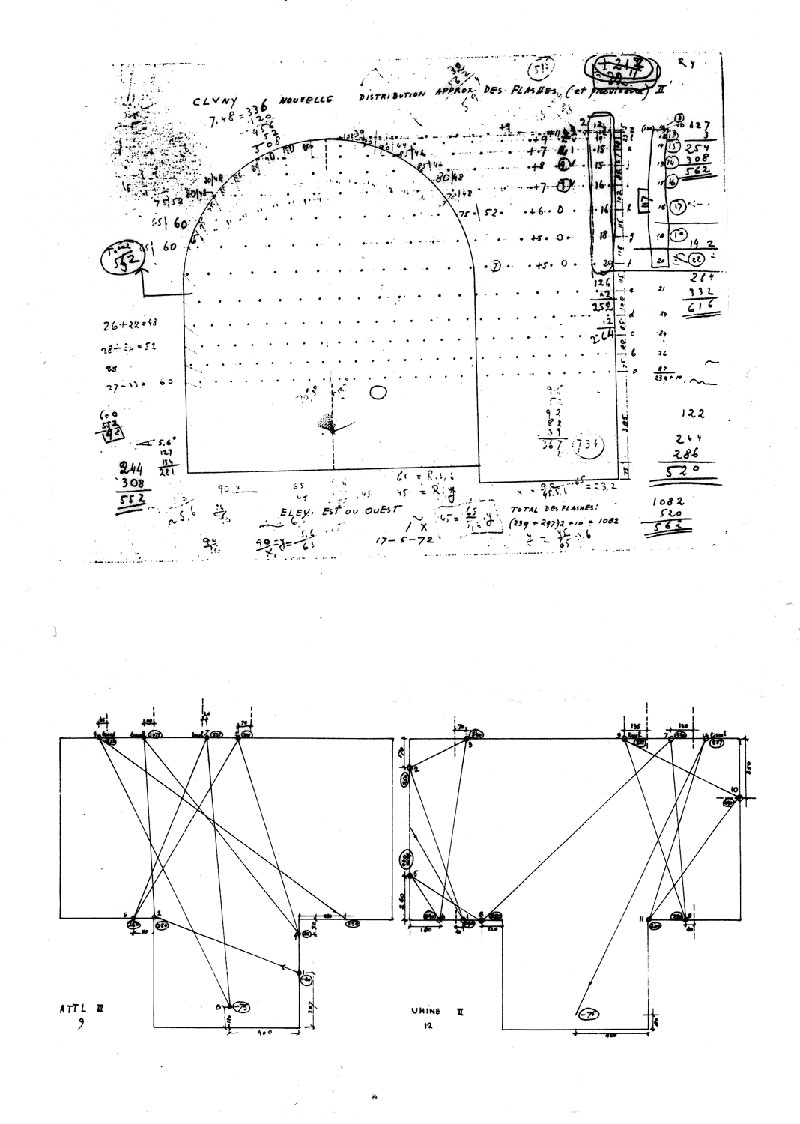 xenakis-polytopes-cluny-04-Composer's-diagrams-showing-distribution-of-flashbulbs-and-laser-trajectories